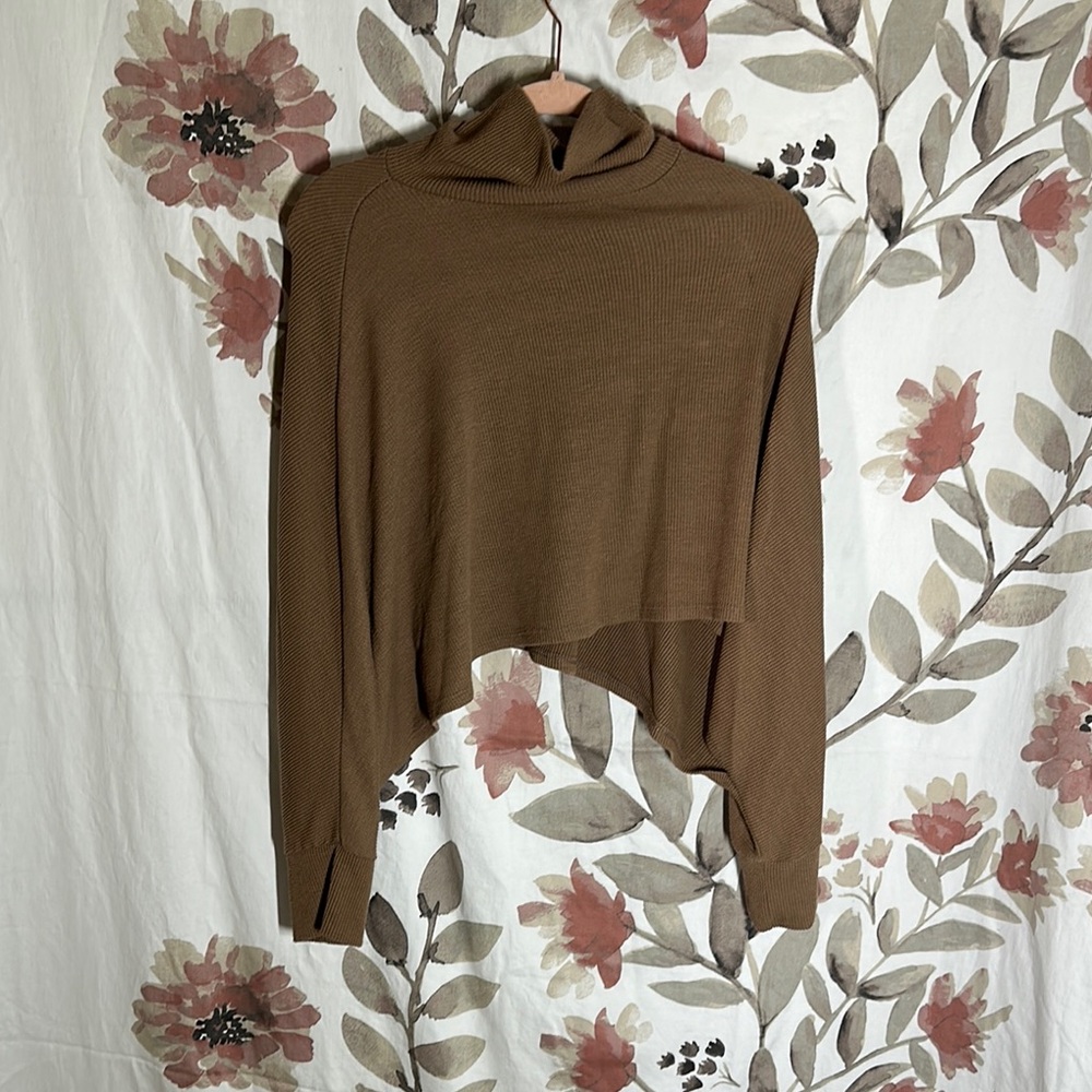 Brown High-Low Knit Sweater